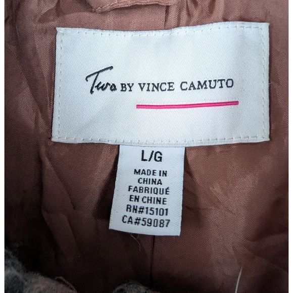 Vince Camuto Wool Coat Womens Large Plaid Shacket Overcoat Outdoors Jacket Brown - Picture 5 of 6